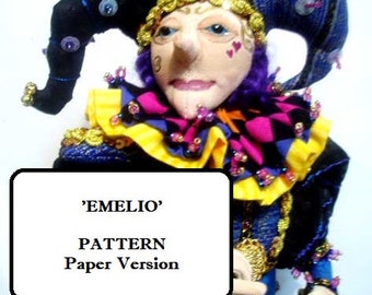 Pattern- Paper, EMELIO, JESTER doll, Costume doll, PATTERN, Cloth doll Workshop, Cloth Doll Projects, tutorial, Michelle Munzone