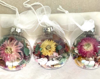 Set of 3 Flower Baubles, Rustic, Australian made, Party decorations, Wedding, Home décor, Mother's Day, Unique Gift