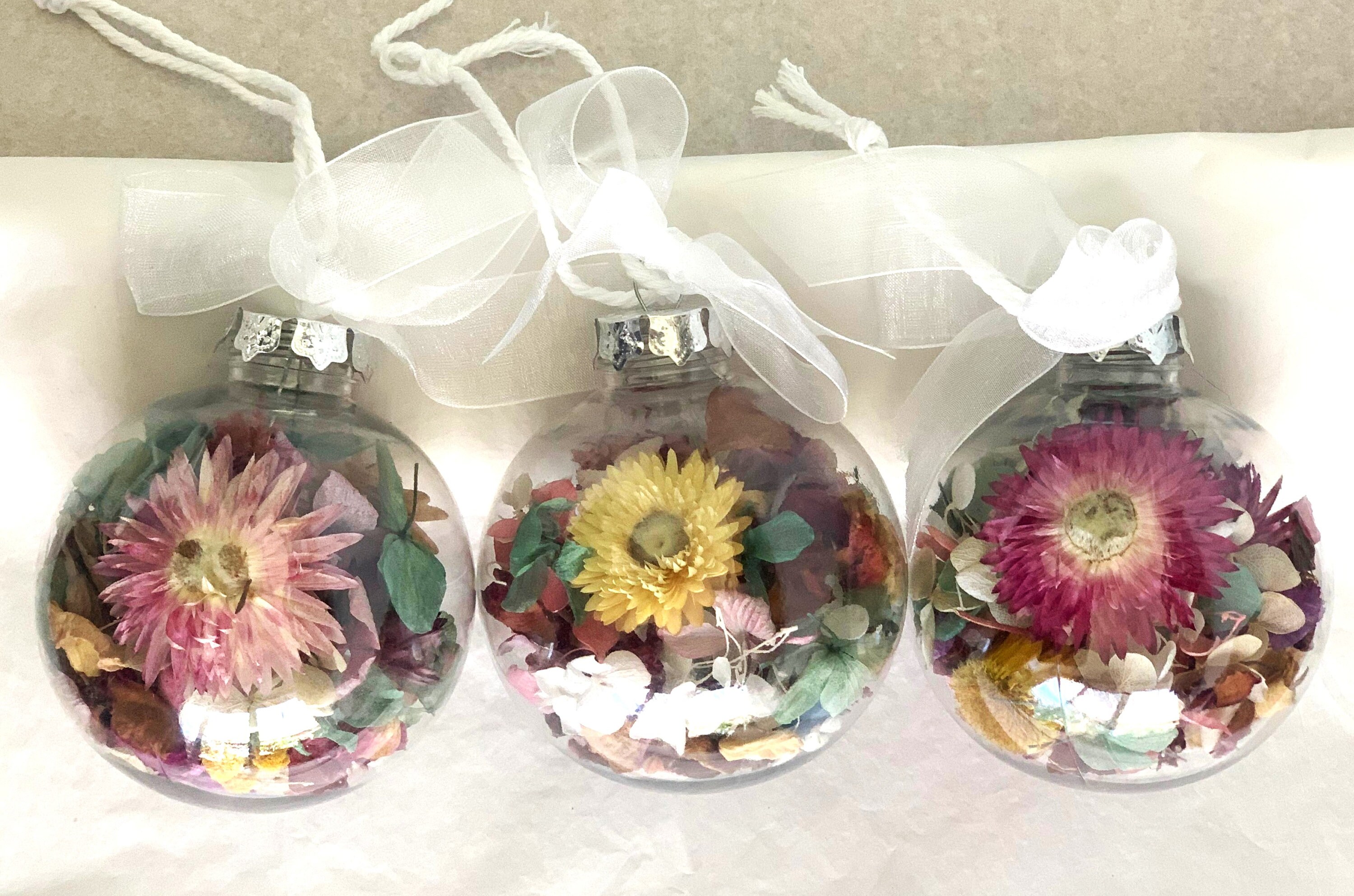 Set of 3 Flower Baubles, Rustic, Australian made, Party decorations, Wedding, Home décor, Mother's Day, Unique Gift
