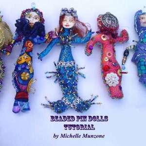 TUTORIAL BEADED Pin Dolls, Workshop, Doll Making, Instructional, Cloth Doll Project, Jester Art Doll, Diy, Kids projects, Michelle Munzone image 1