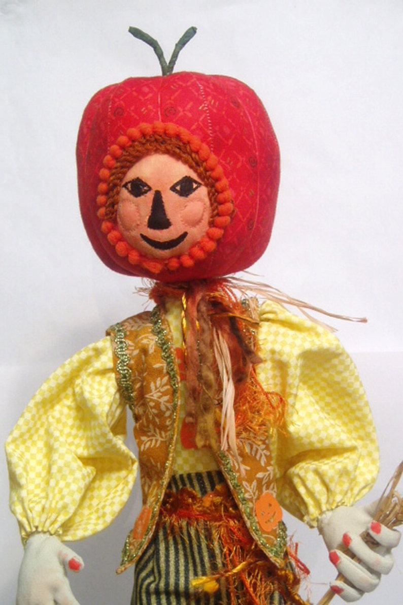 E Pattern HALLOWEEN DOLL, Jack O Pumpkin, Cloth doll, Tutorial, Bambole, textiles, Instructional, michelledolls, DIY, Art Doll, Home Decor image 1