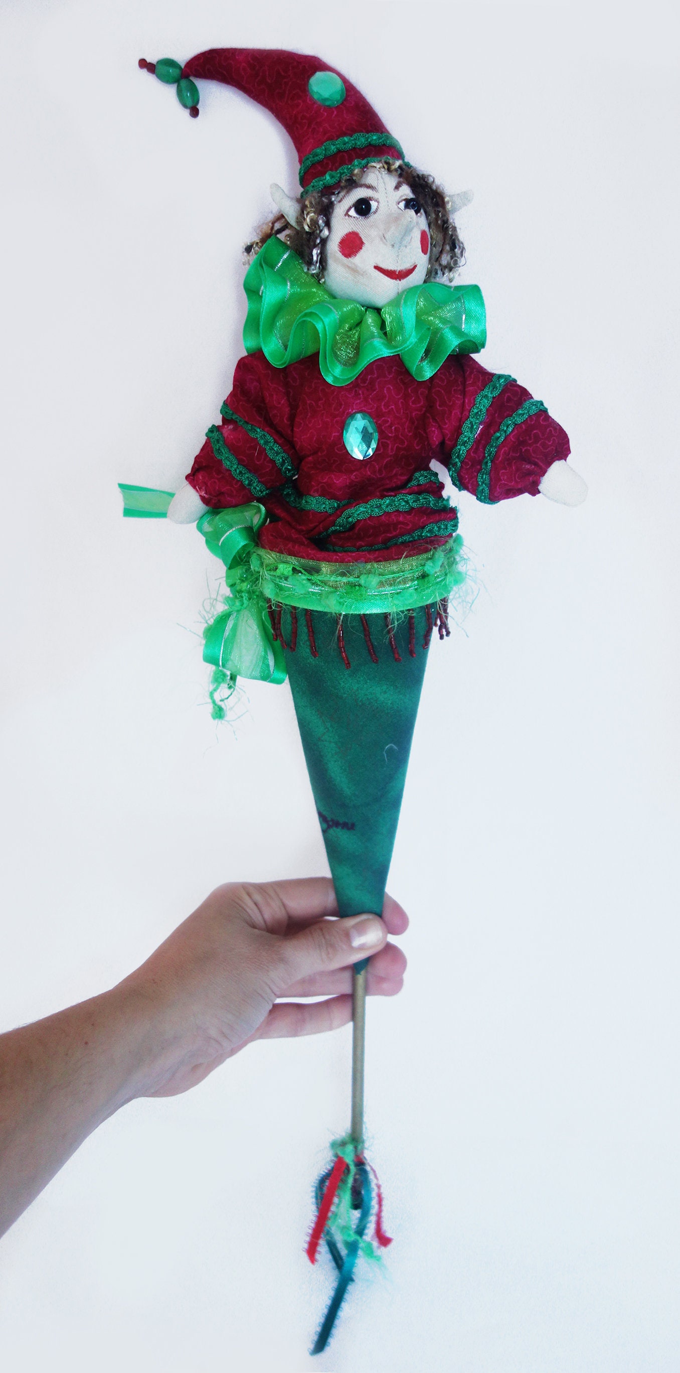 ELF POPPIN Cone PUPPET by Michelle Munzone 56 Cm 22 Tall Etsy