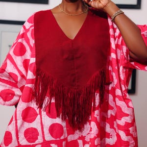 Ariyike Bubu Dress | African Adire Boubou Kaftan with Aso‑Oke Embroidery & 2 Pockets | Handmade Tie‑Dye Maxi for Women