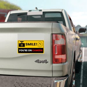 Smile You&#39;re On Camera Dash Cam Recording Sticker In Car Camera Recording Stickers For Windows In The Car Safety Car Stickers 7.5 x 3.75 In