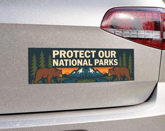 Protect Our National Parks, Wildlife Conservation, Eco Friendly, Environmental Bumper Sticker, Forest Animal Magnets, Nature, Hiking