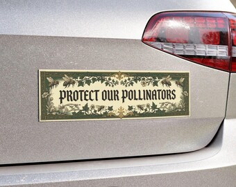 Protect Our Pollinators , Medieval Sticker, Nature Lover Bumper Sticker Funny Conservation Sticker Wildflower Decal Bee Lover Gift