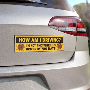 How Am I Driving? Im Not This Vehicle Is Driven by 700 Rats, How Am I Driving Rats, This Vehicle Is Driven By Rats Magnet, How Am I Driving