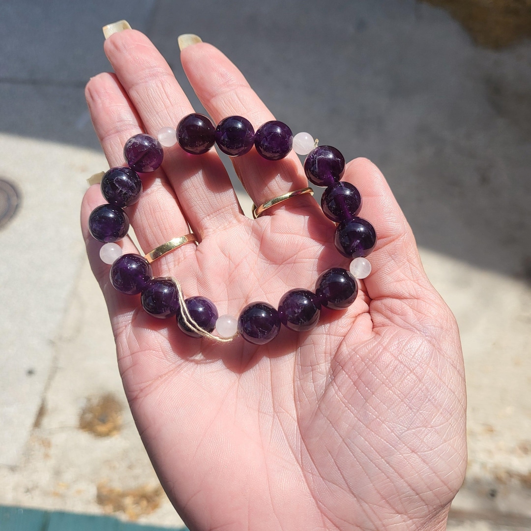 Amethyst Wave Mystic Waves Beaded Harmony Stretch Bracelet Features Amethyst and Rose ...