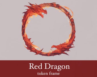 Red Dragon D&D Token Frame. Digital Token for Tabletop, Dungeons and Dragons, Pathfinder, etc. Foundry VTT, Roll20