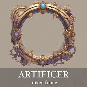 Artificer D&D Token Frame. Digital Token for Tabletop, Dungeons and Dragons, Pathfinder etc. Steampunk elements. Foundry VTT, Roll20 zdjęcie 1