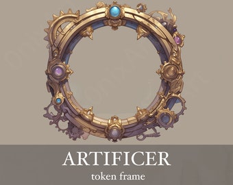 Artificer D&D-tokenframe. Digitaal token voor tafelblad, kerkers en draken, Pathfinder enz. Steampunk-elementen. Gieterij VTT, Roll20