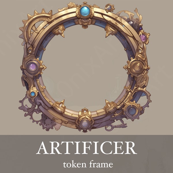 Artificer D&D Token Frame. Digital Token for Tabletop, Dungeons and Dragons, Pathfinder etc. Steampunk elements. Foundry VTT, Roll20