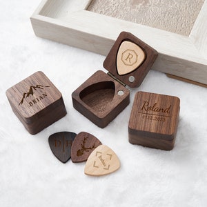 Custom Wooden Guitar Picks Box, Personalized Guitar Pick Holder Storage, Personlized Engraved, Anniversary, Proposal Ring Box Holder image 5