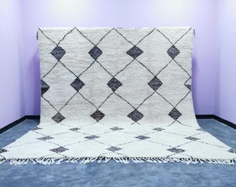 Handmade Wool Beni Ourain Rug – Moroccan Diamond Berber Carpet