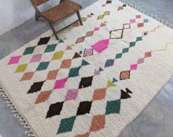 カスタムマルチカラーアジラルラグ - 手織りモロッコウールカーペット