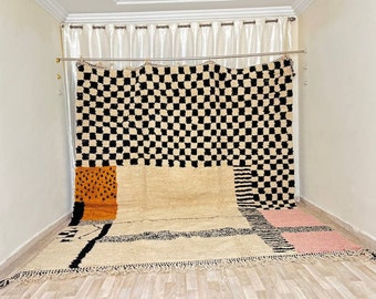 Custom Hand-Knotted Wool Moroccan Rug, Berber Beni Ourain Style