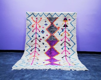 Handmade Wool Berber Rug – Colorful Diamond Tribal Design