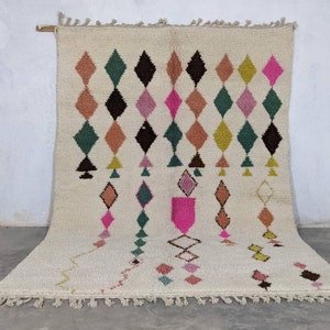 Custom Multicolored Azilal Rug - Handwoven Moroccan Wool Carpet, Bohemian Chic Decor, Unique Geometric Pattern, Area rug, Handmade Wool Rug