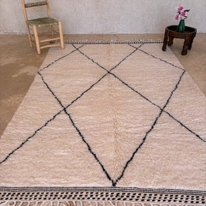 Tapis Beni Ourain personnalisé, Tapis marocain en laine, Tapis berbère, Carpette, Tapis personnalisé, Tapis de salon, Tapis fait main, Tapis décoratif décoratif, Rayé image 3