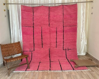 Tapis marocain rose personnalisé - tapis en laine rose - tapis roses personnalisés - tapis berbère - tapis rose Beni Ourain - tapis Beni Ourain - tapis de salon