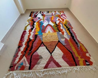 Handmade Colorful Abstract Wool Rug – Moroccan Berber Carpet