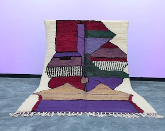 Handmade Moroccan Wool Rug – Abstract Berber Carpet, Custom Size