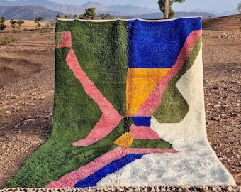 Handmade Multicolor Abstract Berber Rug – Moroccan Wool Carpet, Custom Size