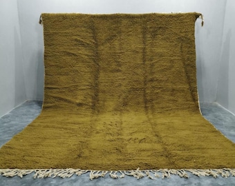 Handmade Olive Green Wool Moroccan Rug – Berber Shag Carpet, Custom Size