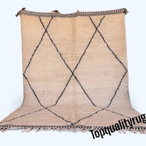 Custom Beni Ourain Rug, Moroccan Wool Rug, Berber Carpet, Area Rug, Custom Rug, Living Room Rugs, Handmade Rug, aesthetic Rug decor, Striped zdjęcie 1