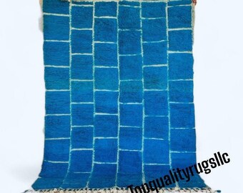 Blue Moroccan Rug - Berber Blue Rug - Custom Rug - Beni Ourain Rug- Area Wool Rug - Handmade Rug - Living Room Rug - Bedroom Rug