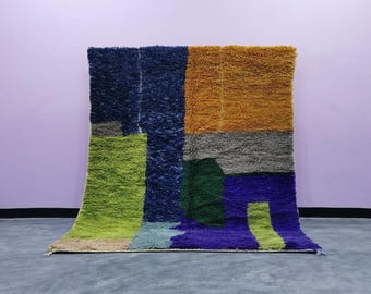 Handgefertigter Marokkanischer Wollteppich - Bunter Berber Teppich - Sondermaße