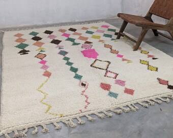 カスタムマルチカラーアジラルラグ - 手織りモロッコウールカーペット