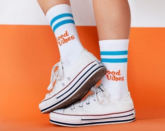 Good Vibes Socks | Sport Socks | Socks for Men and Women | gifts | Happy Socks | Birthday Socks | colorful socks | stripe socks | 80s socks