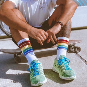 Rainbow Socks | Sport Socks | Socks for Men and Women | gifts | Happy Socks | colourful socks | 80s Socks | stripe socks | Padel socks