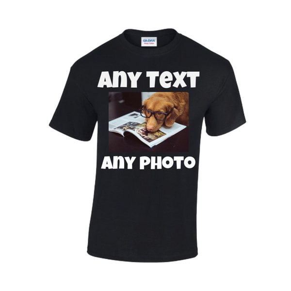 T-shirt photo imprimé personnalisé - T-shirt personnalisé - Ajoutez votre photo et votre texte - Parfait pour les cadeaux, les événements, les affaires, les cadeaux de mariage et plus encore