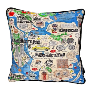 NYC Map Pillow - Plush, Home Decor, NYC Gift, Dorm Decor