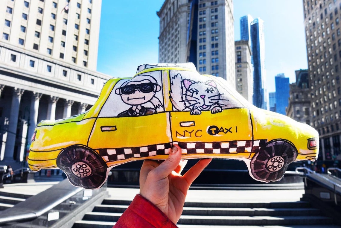 NYC Cab Pillow Etsy