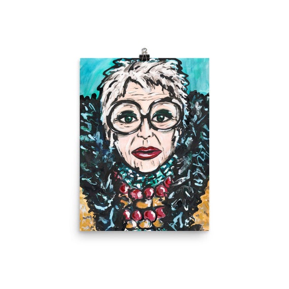 Iris Apfel Art Print From Original Watercolor Painting Fashion Etsy