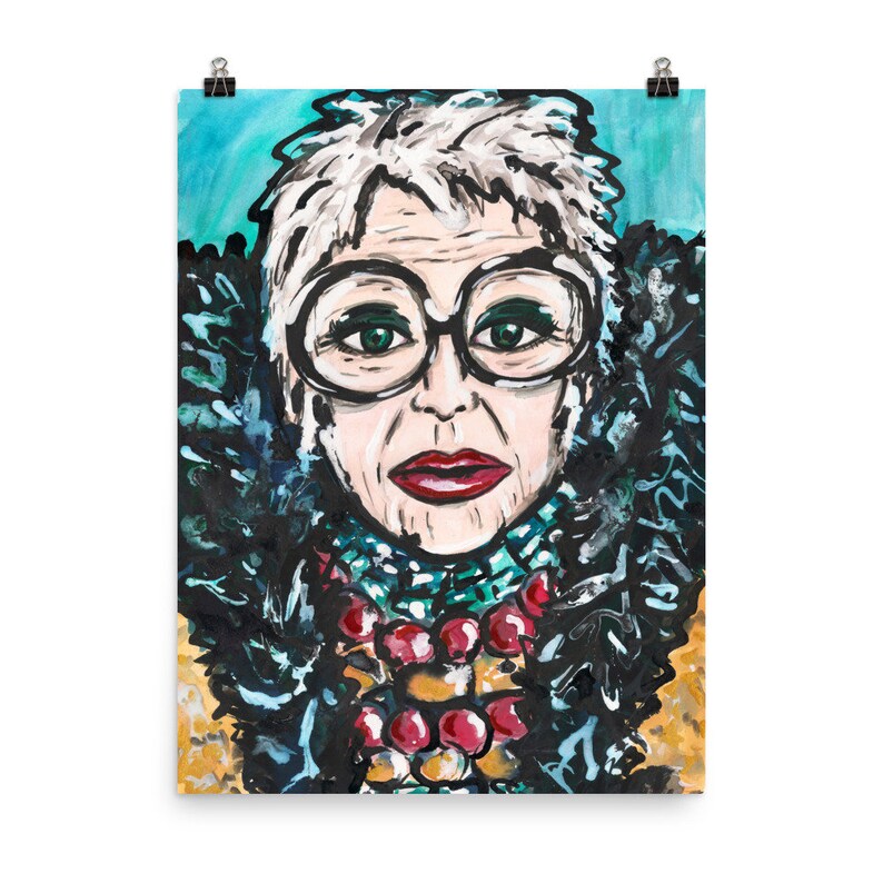 Iris Apfel Art Print From Original Watercolor Painting Fashion Etsy