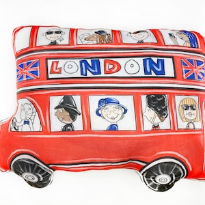 London Bus Pillow, England, British Gift, Double Decker, UK Decor