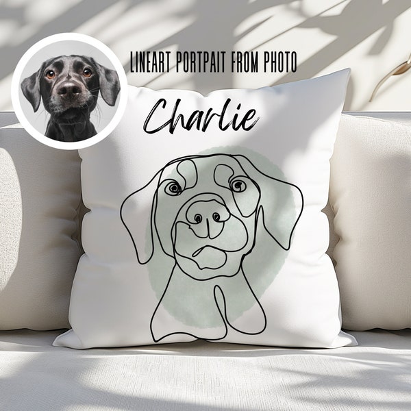 Custom Pet Pillow Line Portrait Dog Drawing From Photo Personalized Dog Pillow Custom Cat Pillow Cat Portrait from Photo Dog Memorial Gift