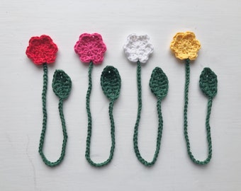 Crochet Flower Bookmark Handmade Gift for Book Lovers Single Flower