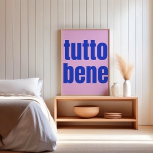 Pôster Tutto Bene | Azul Rosa | Download Digital | Arte de Parede Italiana Moderna para Sala de Estar
