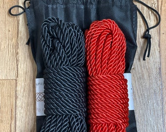Lot de 2 cordes Shibari en soie - 10 m/32 pieds