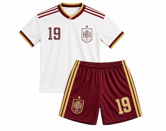 2026 Spain Lamine Yamal Kids Soccer Jersey Kit Personalized Youth Football Uniform Toddler 2 Piece Set Jersey & Shorts