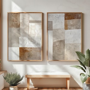 Set of two Wabi Sabi Abstract Wall Arts / Japandi Design / Large Wall Art / Beige and Brown / Modern Decor / Digital Printable