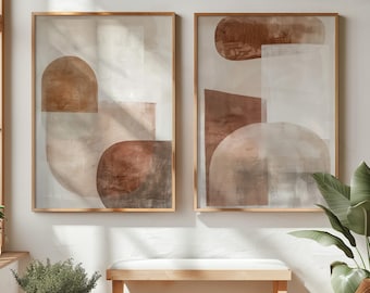 Japandi Abstract Wall Art / Wabi Sabi Design / Set of 2 art/ Beige Wall Art / Terracotta Art / Textured Decor / Digital Printable