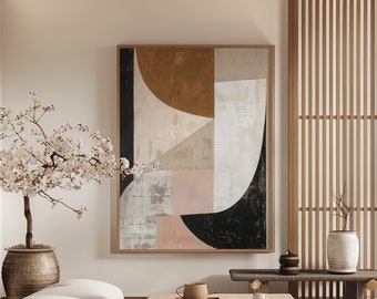 Japandi design / Wabi Sabi Wall Art / Geometric Shapes Minimalist Painting / Beige Abstract Art / Modern Wall Decor / Digital Printable Art
