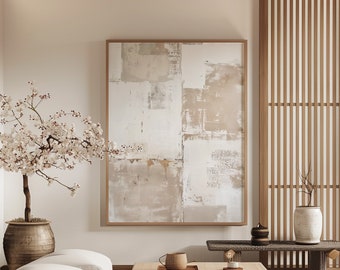 Japandi design / Wabi Sabi Wall Art / Minimalist Painting / Beige Abstract Art / Modern Wall Decor / Digital Printable Art