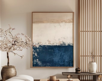 Wabi Sabi Blue Wall Art / Japandi design / Minimalist Painting / Beige and Blue Abstract Art / Modern Wall Decor / Digital Printable Art